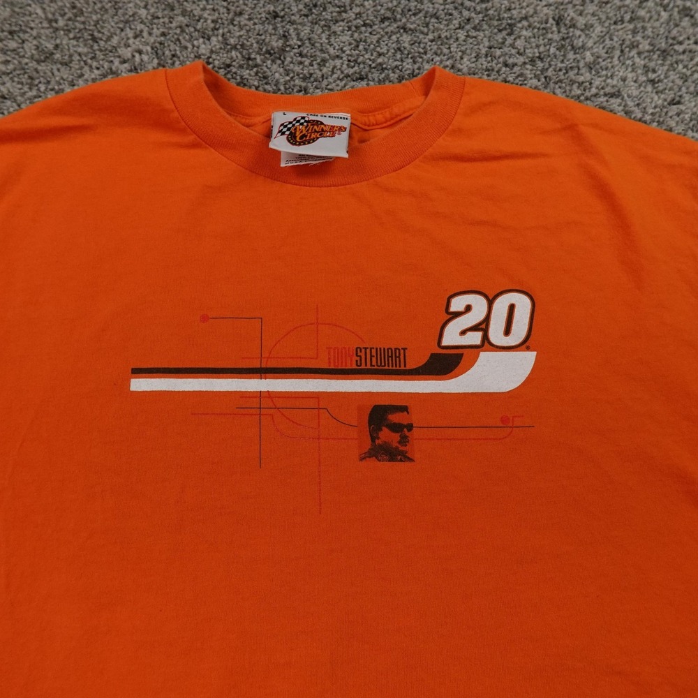 VTG Tony Stewart Shirt Mens L Orange NASCAR 20 Home Depot Racing Y2K 00s Tee
